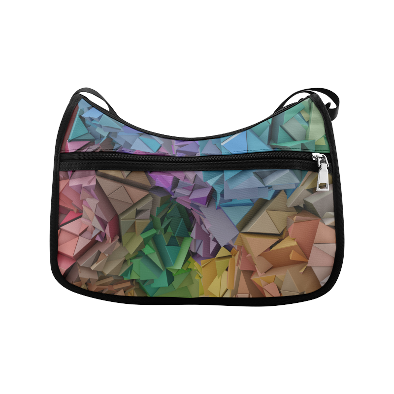 Colorful Abstract 3D Low Poly Geometric Crossbody Bags (Model 1616)