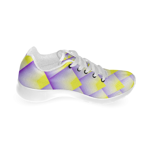 Yellow and Purple 3D Pyramids Pattern Men’s Running Shoes (Model 020)