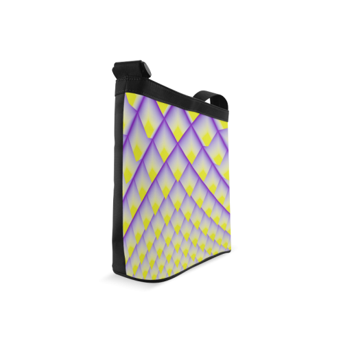 Yellow and Purple 3D Pyramids Pattern Crossbody Bags (Model 1613)