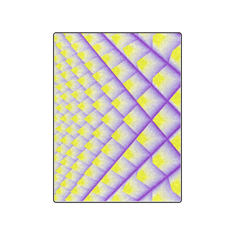 Yellow and Purple 3D Pyramids Pattern Blanket 50"x60"