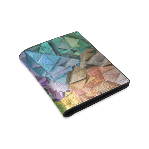 Colorful Abstract 3D Low Poly Geometric Men's Leather Wallet (Model 1612)