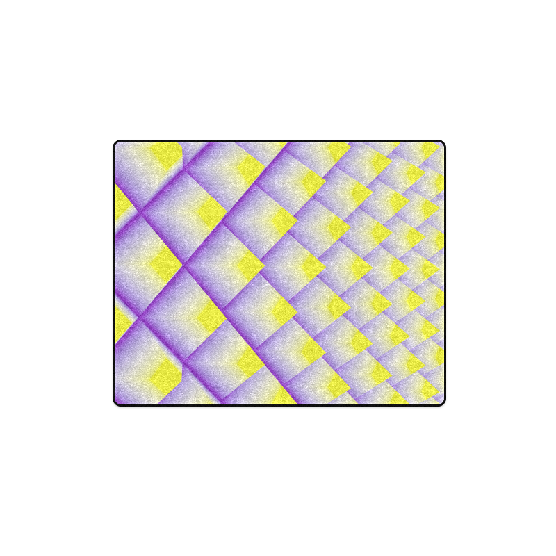 Yellow and Purple 3D Pyramids Pattern Blanket 40"x50"