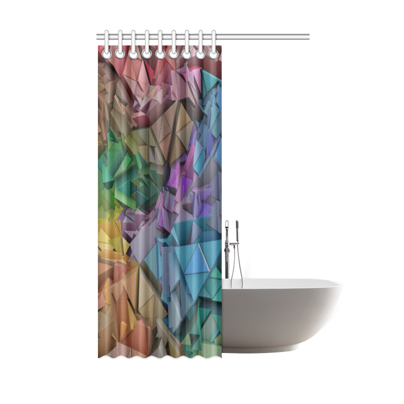 Colorful Abstract 3D Low Poly Geometric Shower Curtain 48"x72"