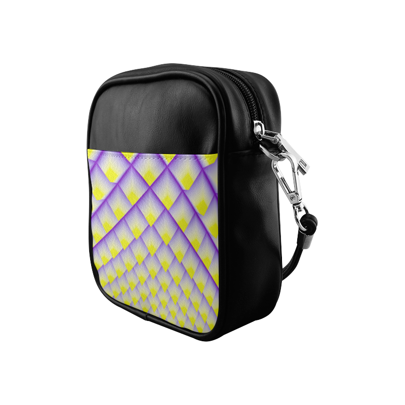 Yellow and Purple 3D Pyramids Pattern Sling Bag (Model 1627)