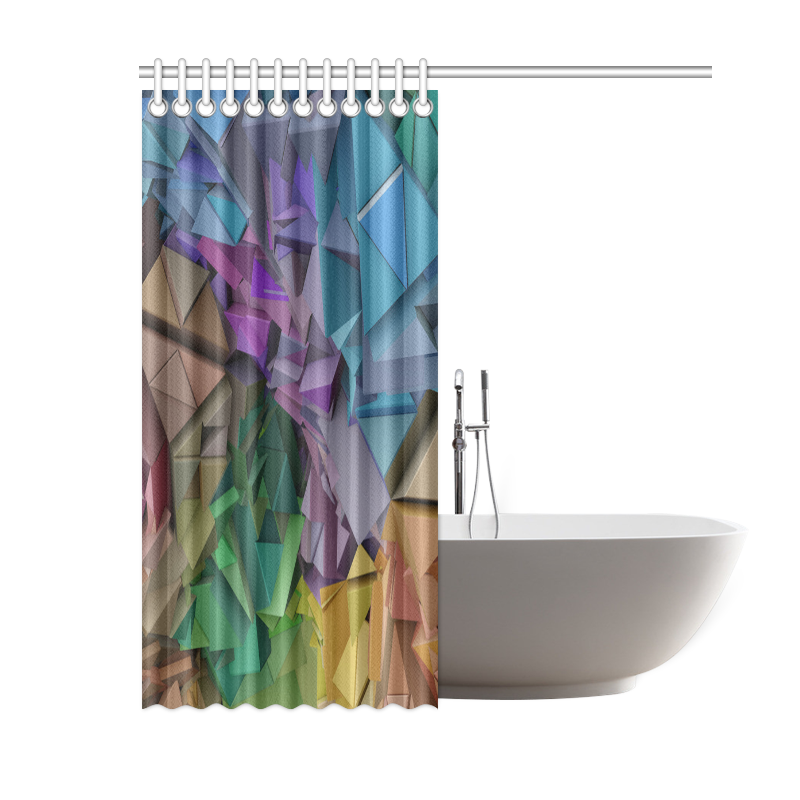 Colorful Abstract 3D Low Poly Geometric Shower Curtain 60"x72"