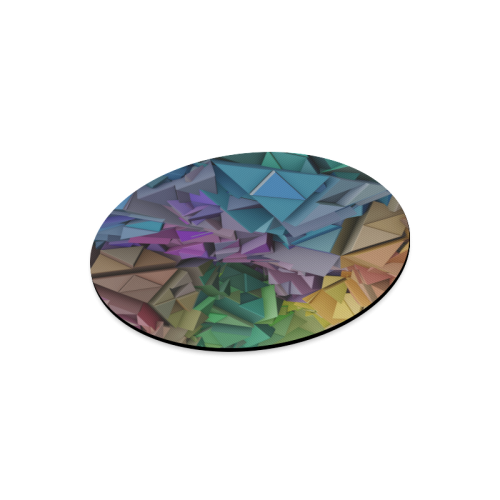Colorful Abstract 3D Low Poly Geometric Round Mousepad