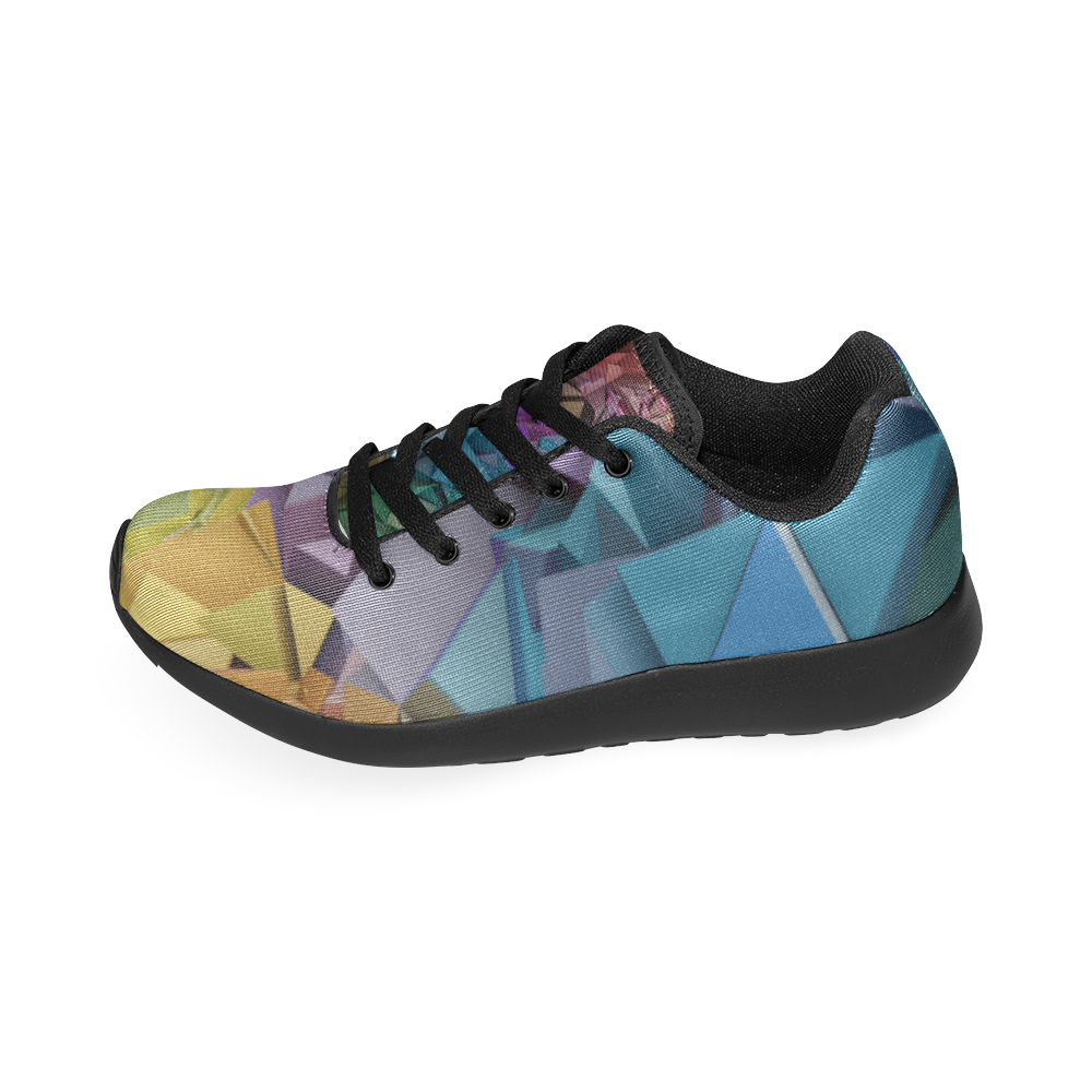 Colorful Abstract 3D Low Poly Geometric Women’s Running Shoes (Model 020)