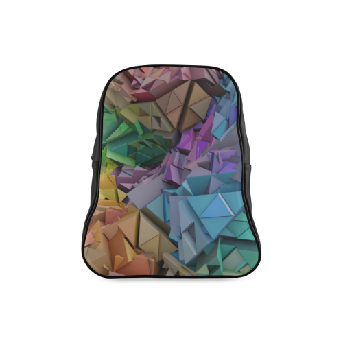Colorful Abstract 3D Low Poly Geometric School Backpack/Large (Model 1601)
