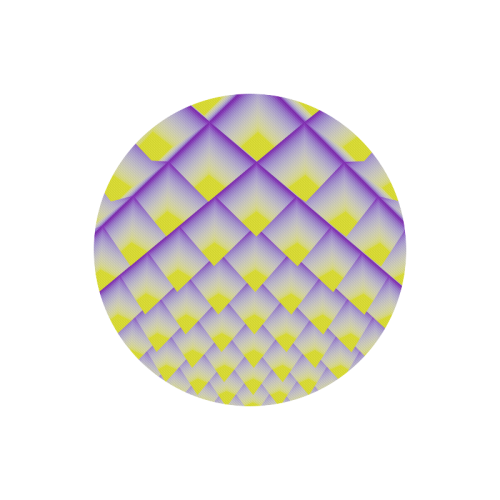 Yellow and Purple 3D Pyramids Pattern Round Mousepad