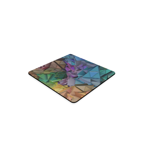 Colorful Abstract 3D Low Poly Geometric Square Coaster