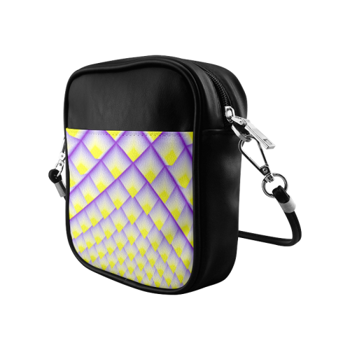 Yellow and Purple 3D Pyramids Pattern Sling Bag (Model 1627)