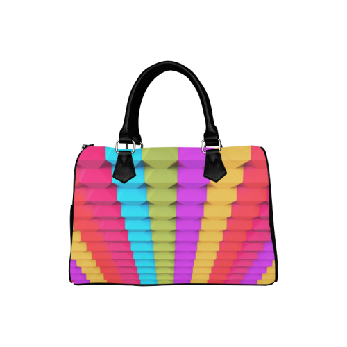 Colorful 3D Geometric Blocks Boston Handbag (Model 1621)