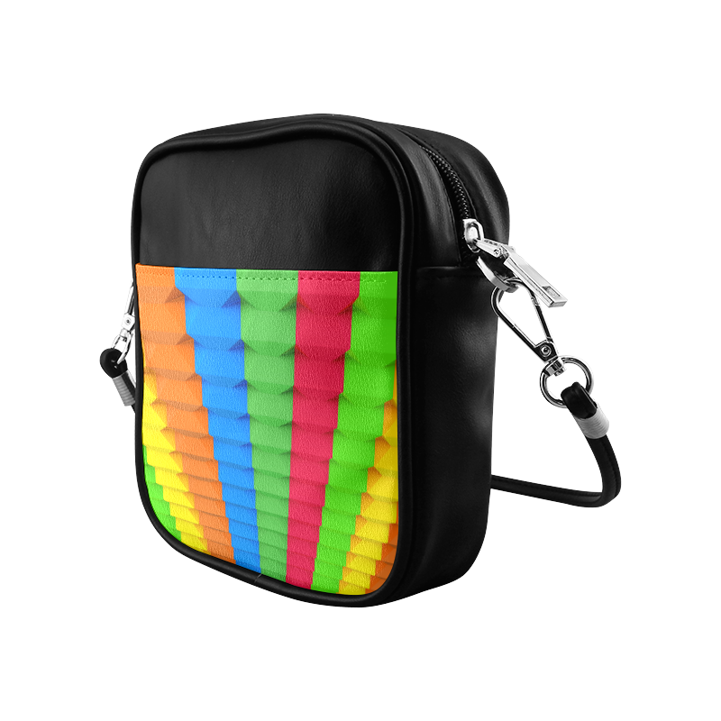 Colorful 3D Geometric Blocks Sling Bag (Model 1627)