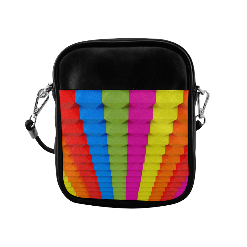 Colorful 3D Geometric Blocks Sling Bag (Model 1627)