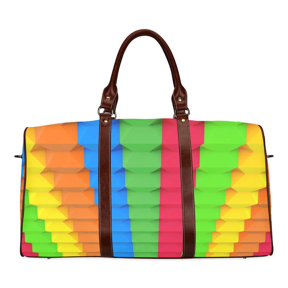 Colorful 3D Geometric Blocks Waterproof Travel Bag/Large (Model 1639)