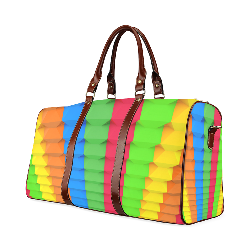 Colorful 3D Geometric Blocks Waterproof Travel Bag/Large (Model 1639)