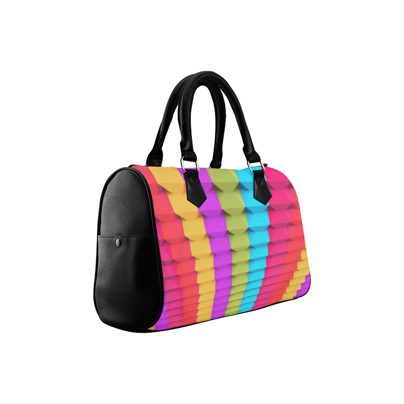 Colorful 3D Geometric Blocks Boston Handbag (Model 1621)