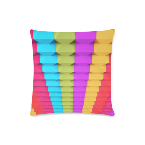 Colorful 3D Geometric Blocks Custom Zippered Pillow Case 16"x16" (one side)