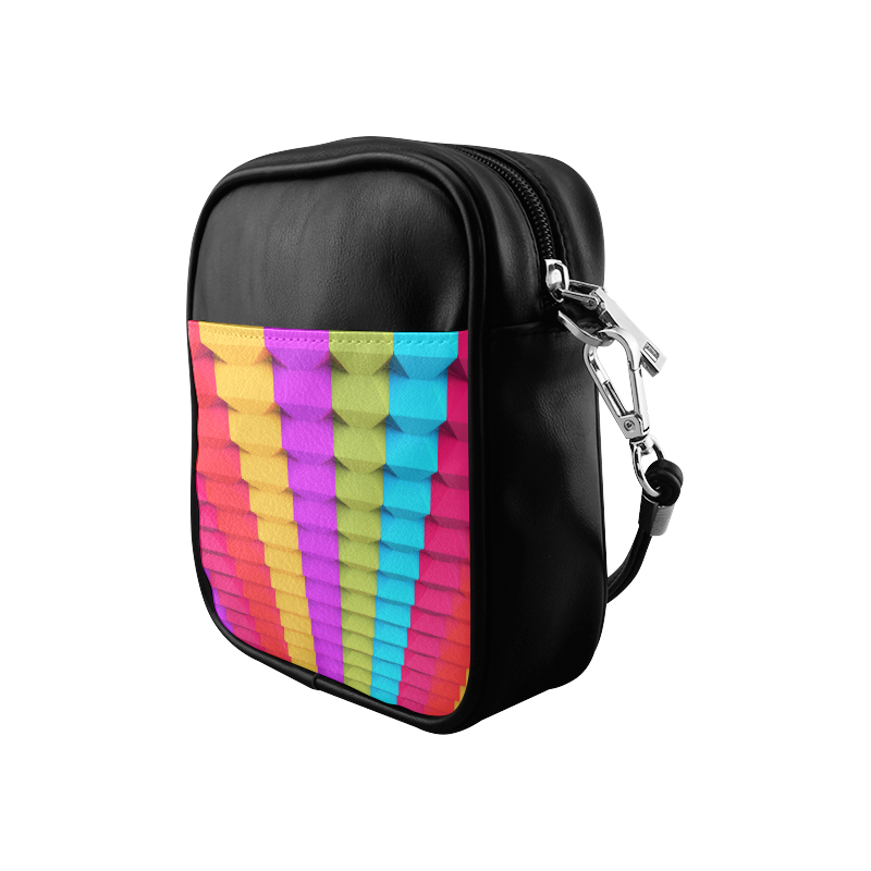 Colorful 3D Geometric Blocks Sling Bag (Model 1627)