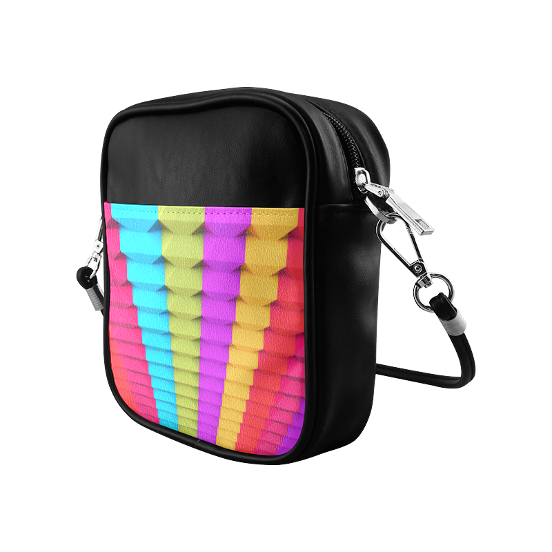 Colorful 3D Geometric Blocks Sling Bag (Model 1627)