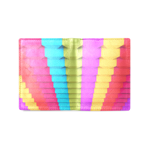 Colorful 3D Geometric Blocks Men's Leather Wallet (Model 1612)