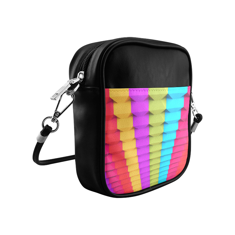 Colorful 3D Geometric Blocks Sling Bag (Model 1627)