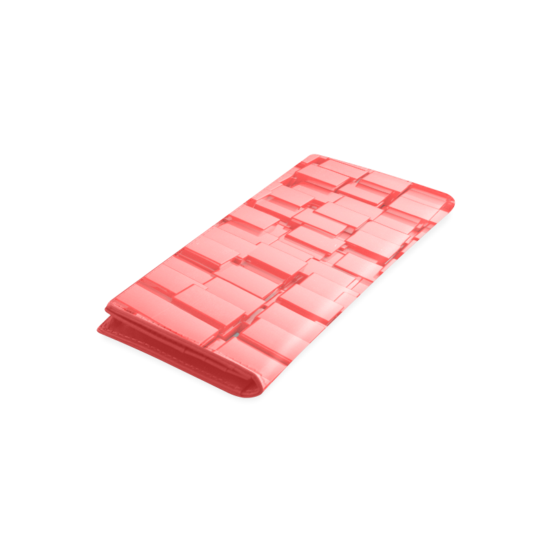 Glossy Red 3d Cubes Women's Leather Wallet (Model 1611)