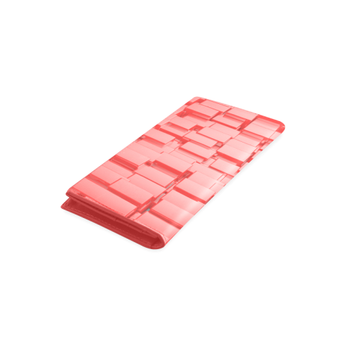 Glossy Red 3d Cubes Women's Leather Wallet (Model 1611)
