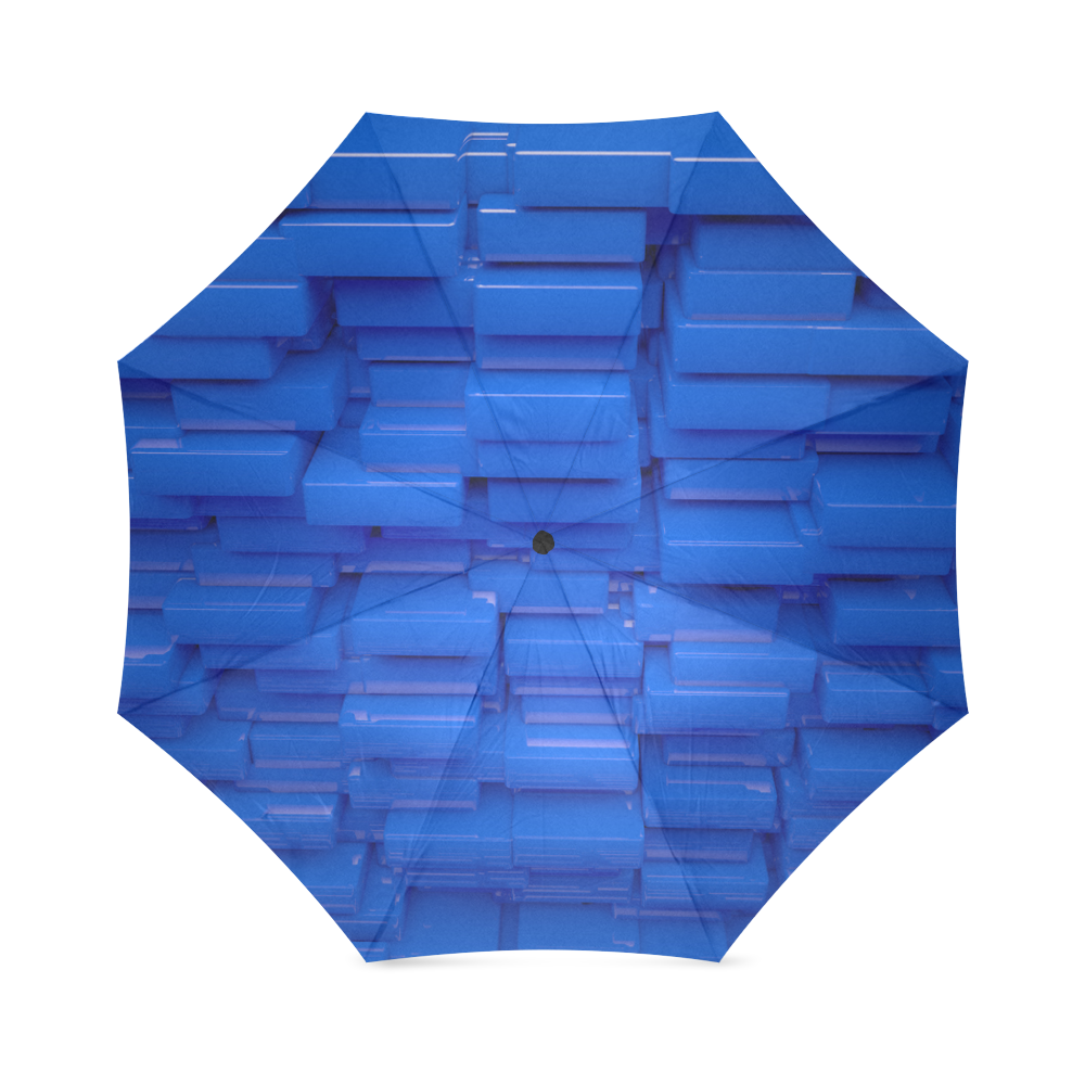 Glossy Blue 3d Cubes Foldable Umbrella (Model U01)