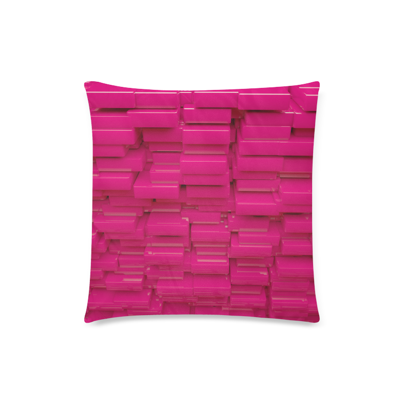 Glossy Pink 3d Cubes Custom Zippered Pillow Case 18"x18" (one side)