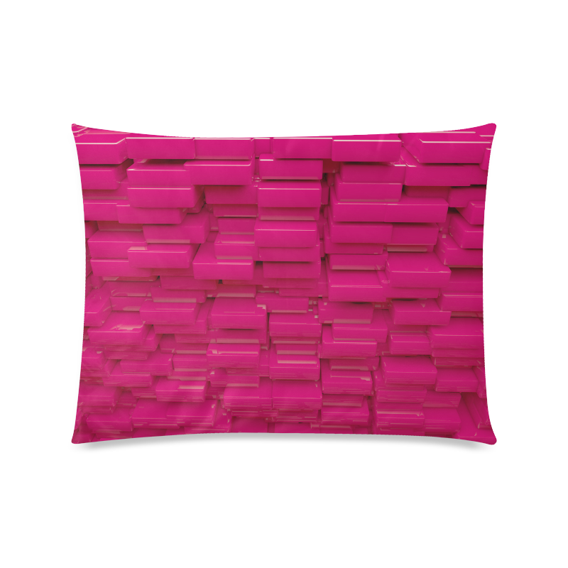 Glossy Pink 3d Cubes Custom Picture Pillow Case 20"x26" (one side)