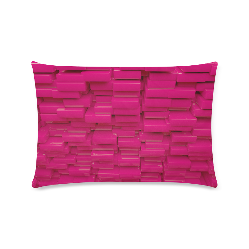 Glossy Pink 3d Cubes Custom Rectangle Pillow Case 16"x24" (one side)
