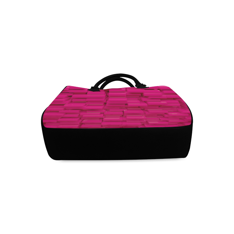 Glossy Pink 3d Cubes Boston Handbag (Model 1621)