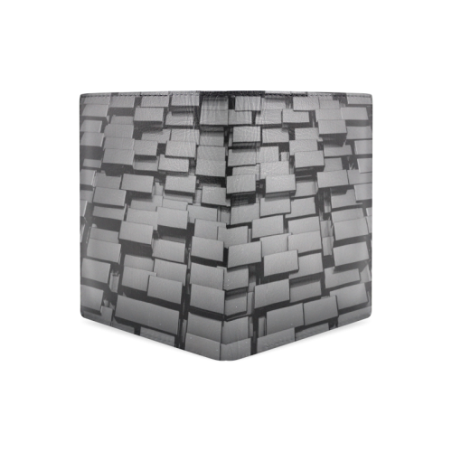 Glossy Black 3d Cubes Men's Leather Wallet (Model 1612)