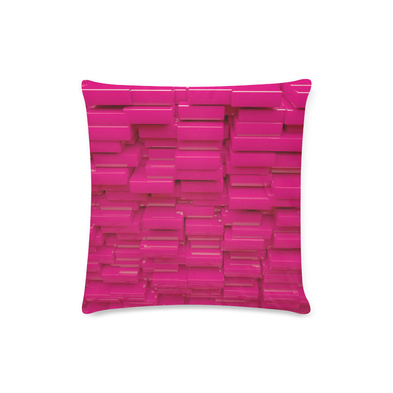 Glossy Pink 3d Cubes Custom Zippered Pillow Case 16"x16" (one side)
