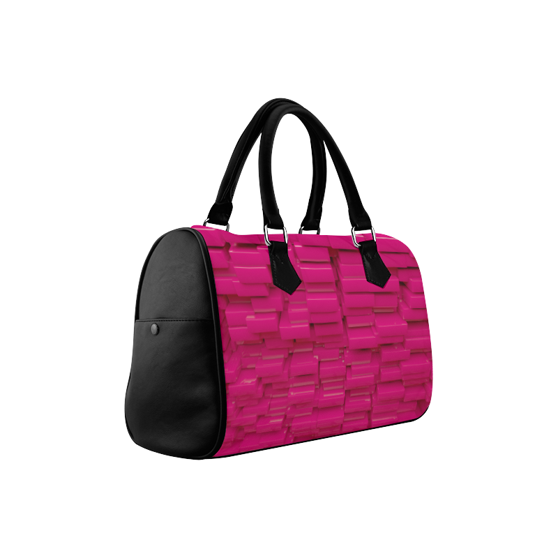 Glossy Pink 3d Cubes Boston Handbag (Model 1621)