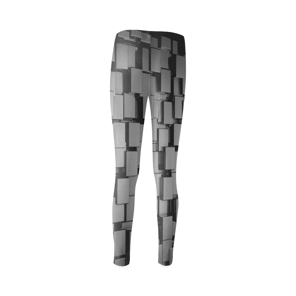 Glossy Black 3d Cubes Cassandra Women's Leggings (Model L01)