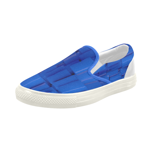 Glossy Blue 3d Cubes Women's Slip-on Canvas Shoes (Model 019)