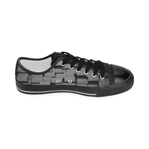 Glossy Black 3d Cubes Women's Classic Canvas Shoes (Model 018)