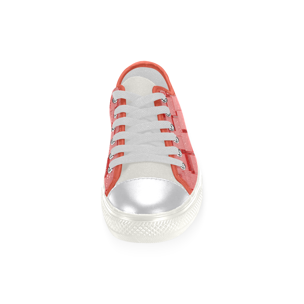 Glossy Red 3d Cubes Women's Classic Canvas Shoes (Model 018)