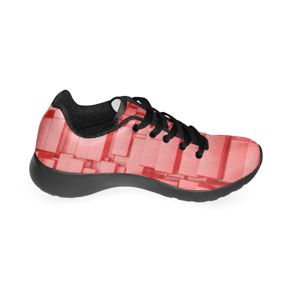 Glossy Red 3d Cubes Women’s Running Shoes (Model 020)