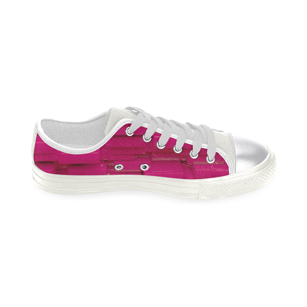 Glossy Pink 3d Cubes Women's Classic Canvas Shoes (Model 018)