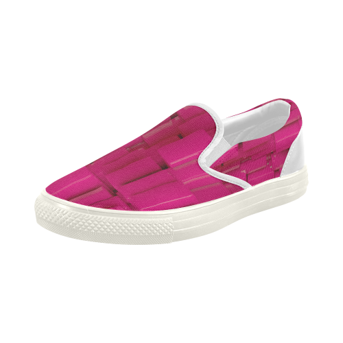 Glossy Pink 3d Cubes Women's Slip-on Canvas Shoes (Model 019)