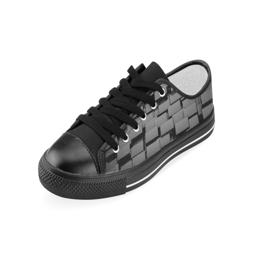 Glossy Black 3d Cubes Women's Classic Canvas Shoes (Model 018)