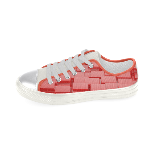 Glossy Red 3d Cubes Women's Classic Canvas Shoes (Model 018)