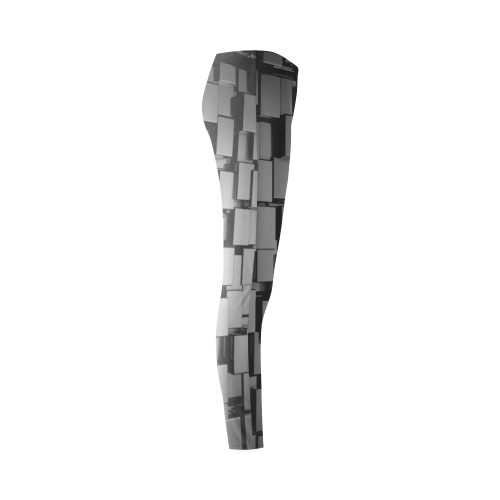 Glossy Black 3d Cubes Cassandra Women's Leggings (Model L01)