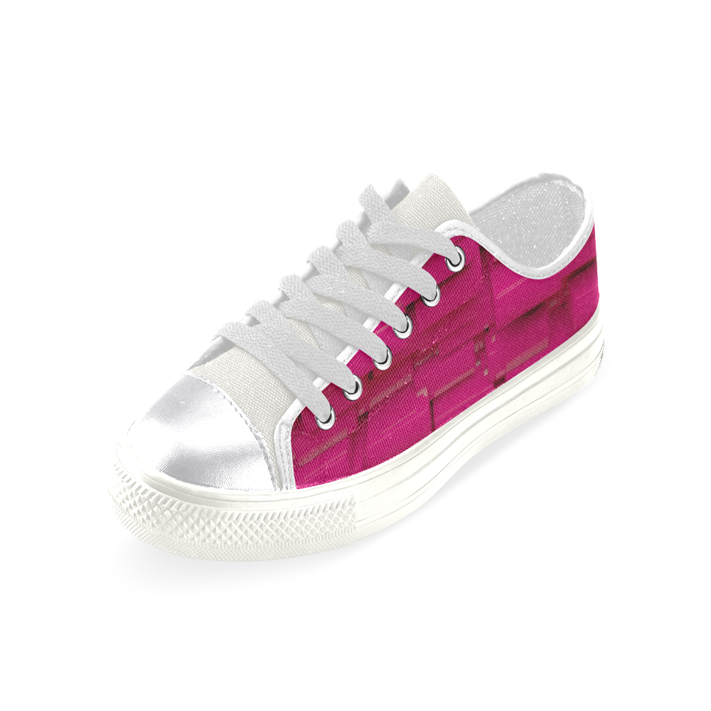 Glossy Pink 3d Cubes Women's Classic Canvas Shoes (Model 018)
