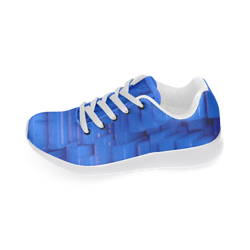 Glossy Blue 3d Cubes Women’s Running Shoes (Model 020)