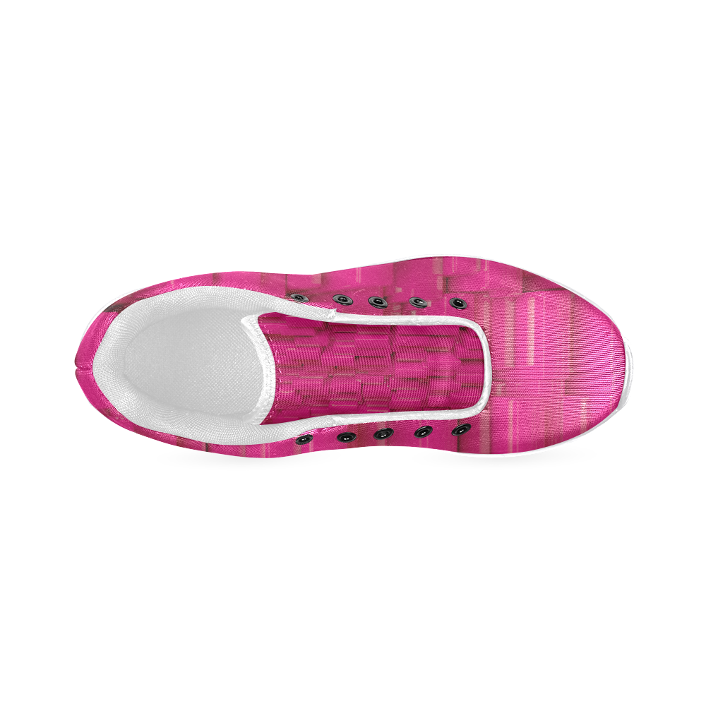 Glossy Pink 3d Cubes Women’s Running Shoes (Model 020)