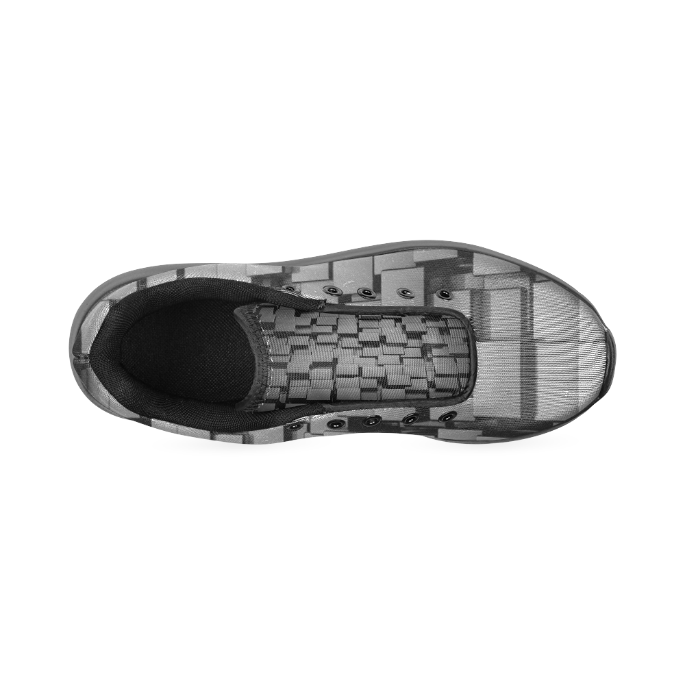 Glossy Black 3d Cubes Women’s Running Shoes (Model 020)